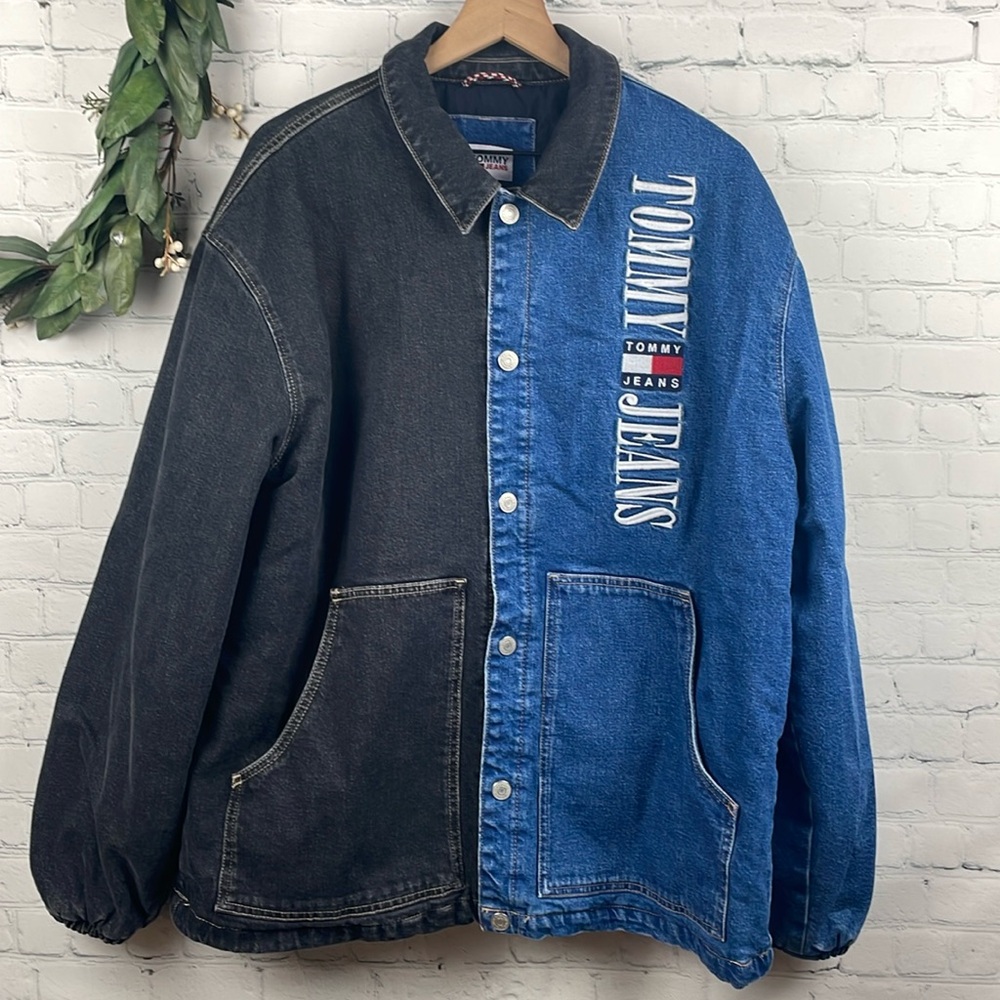 TOMMY HILFIGER Split Wash Denim Coach Snap Jacket size XL